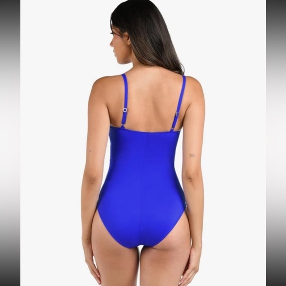 La Blanca Women's One Piece Swimsuit Island Goddess Shirred Side NWT 12 - Picture 2 of 8